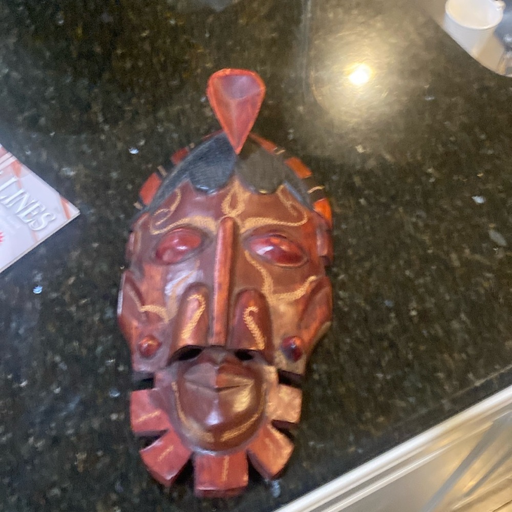 Carved wooden African mask.